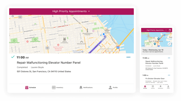 Product Screenshot: Salesforce Service Hub (field service app)
