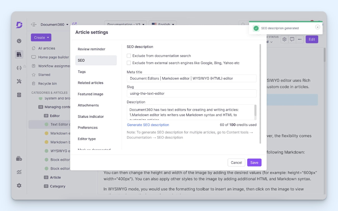 Document 360 Screenshot