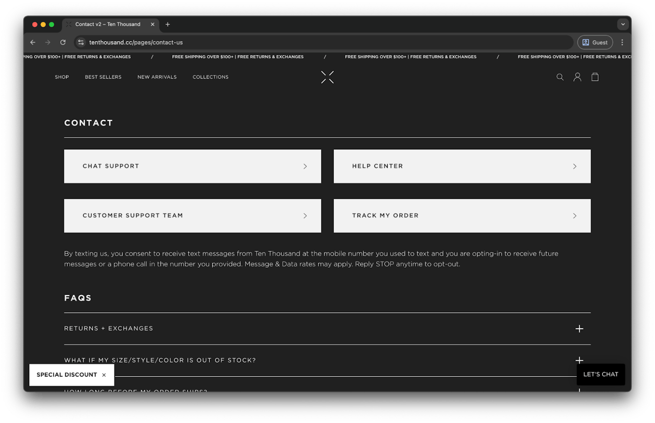 Contact Us Examples - Ten Thousand