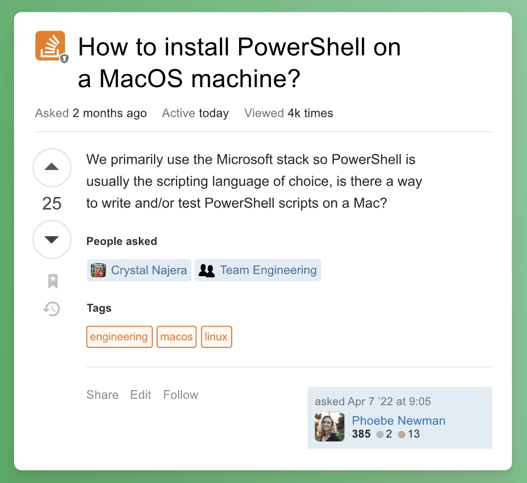Product Screenshot: Stack Overflow for Teams