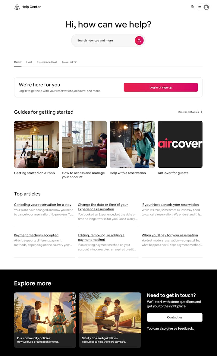 Airbnb Help Center - FAQ examples